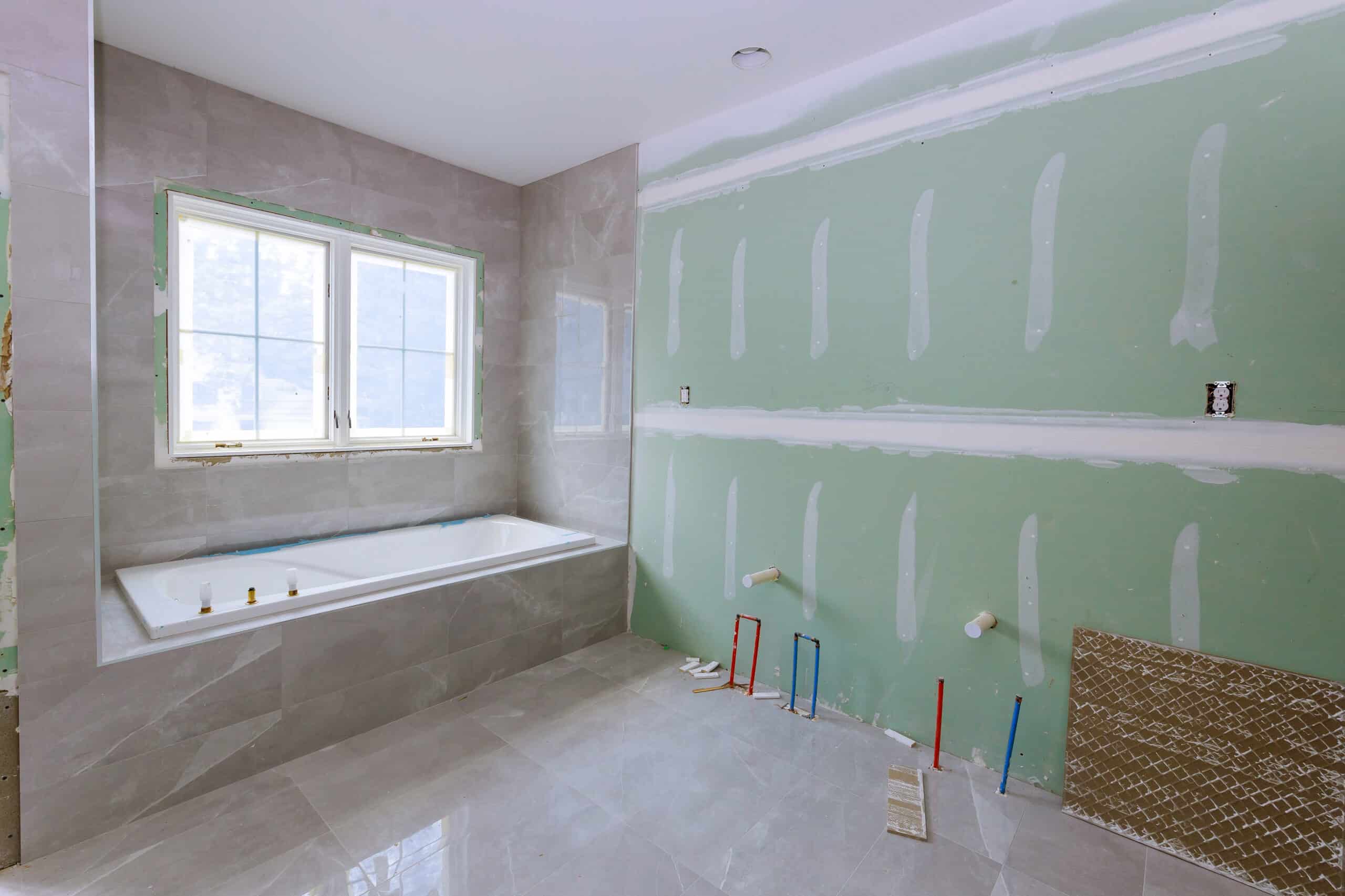 Under,Construction,New,Bathtub,Remodeling,A,Home,Bathroom,,Plumbing,Pipe